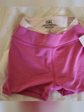 Athleta Girl Bright Pink Athletic Shorts with White Waistband